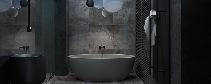 Cuarto de baño de mármol gris